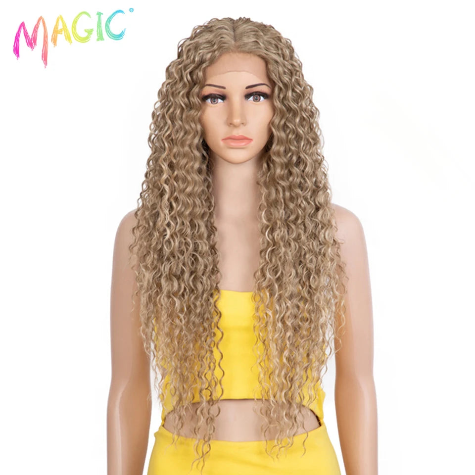Synthetic Lace Wig Wave Wig Omber Blonde Wig High Temperature Fiber - OSASCO