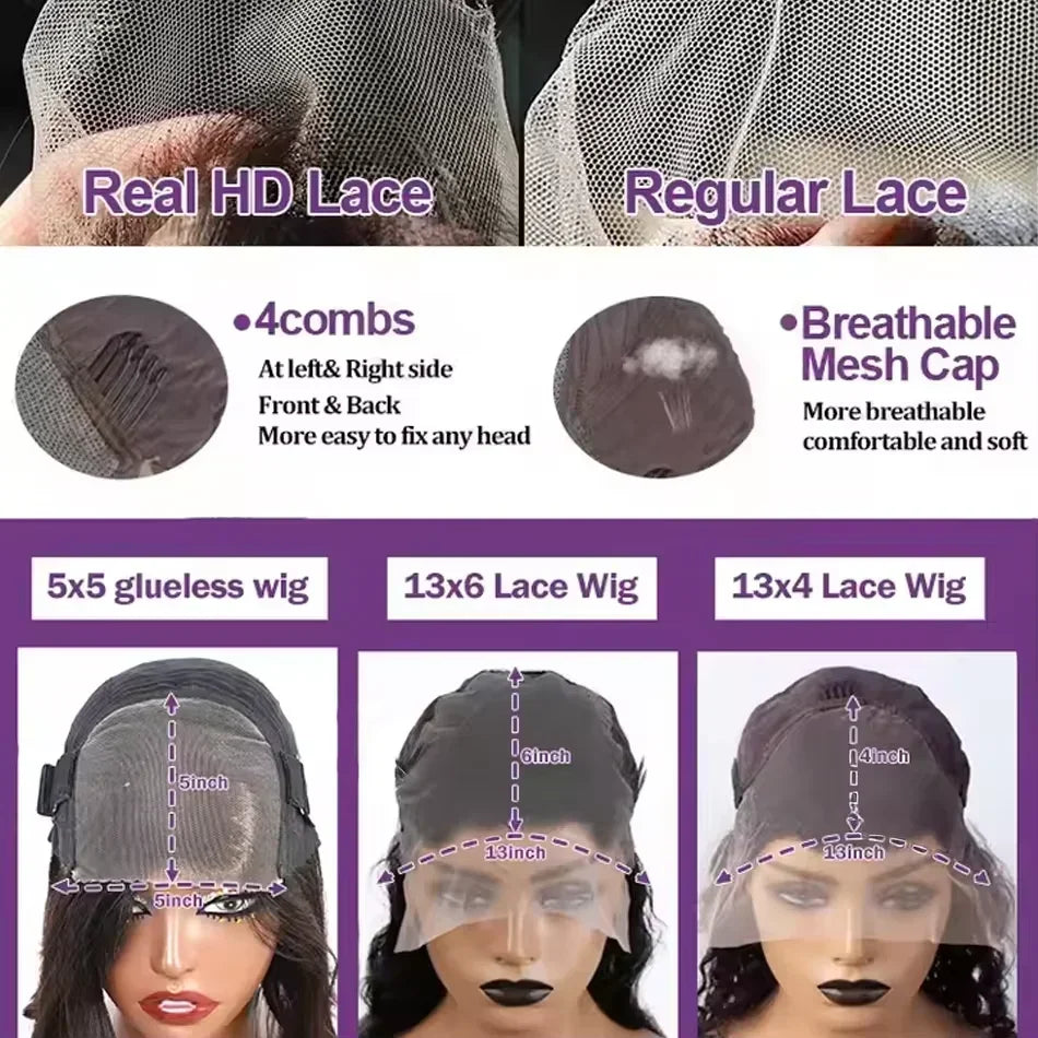 Glueless Black Straight Human Hair Lace Wig — product view