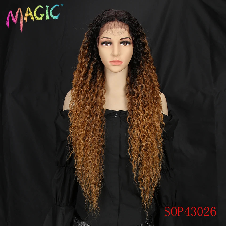 Synthetic Lace Wig Wave Wig Omber Blonde Wig High Temperature Fiber - OSASCO